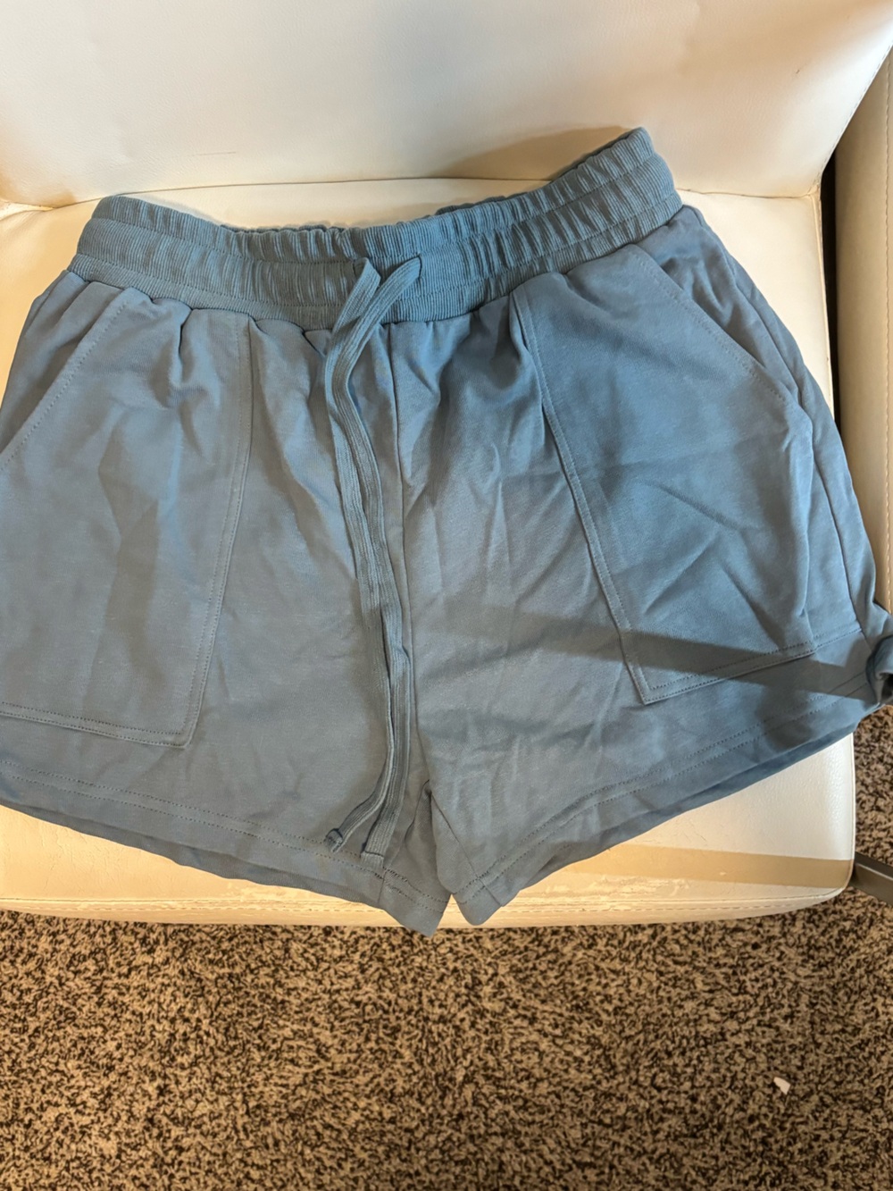 Blue Women's Drawstring Sweatshirt Lounge Shorts